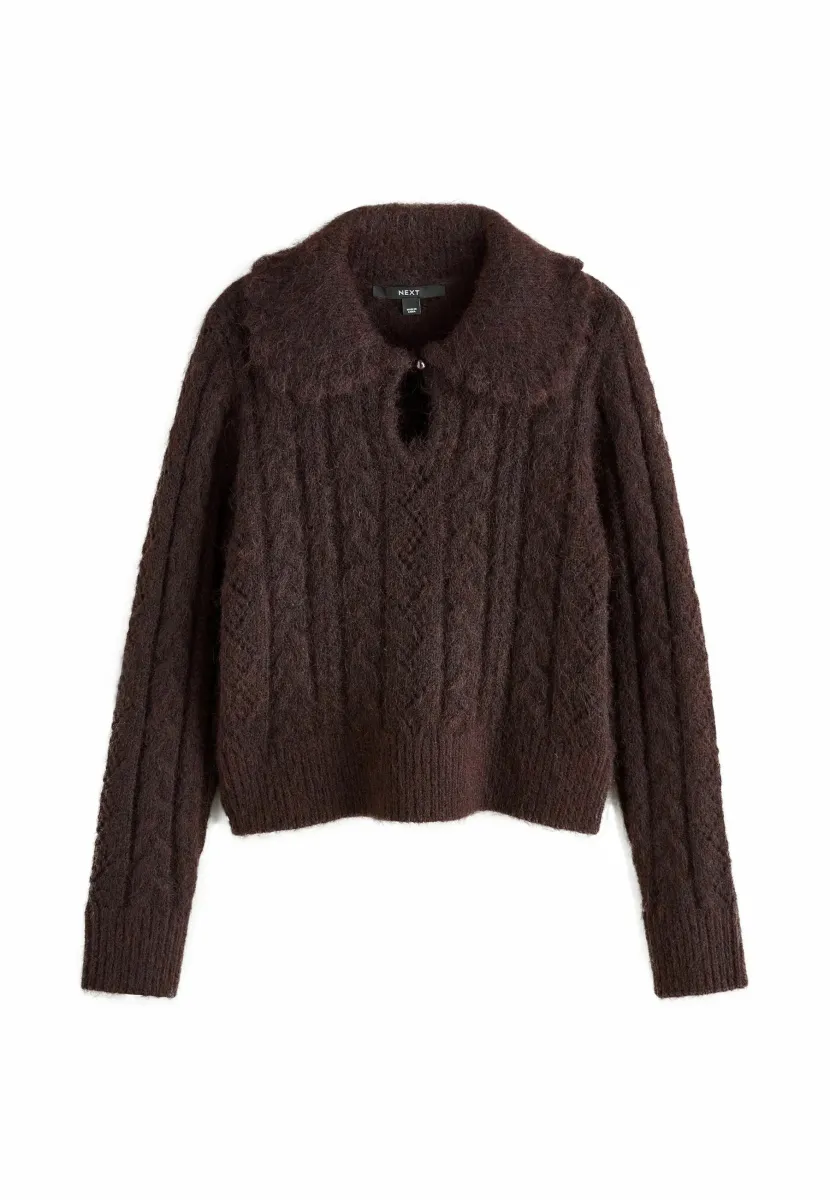 REGULAR FIT - CABLE  - Strickpullover - chocolate brown