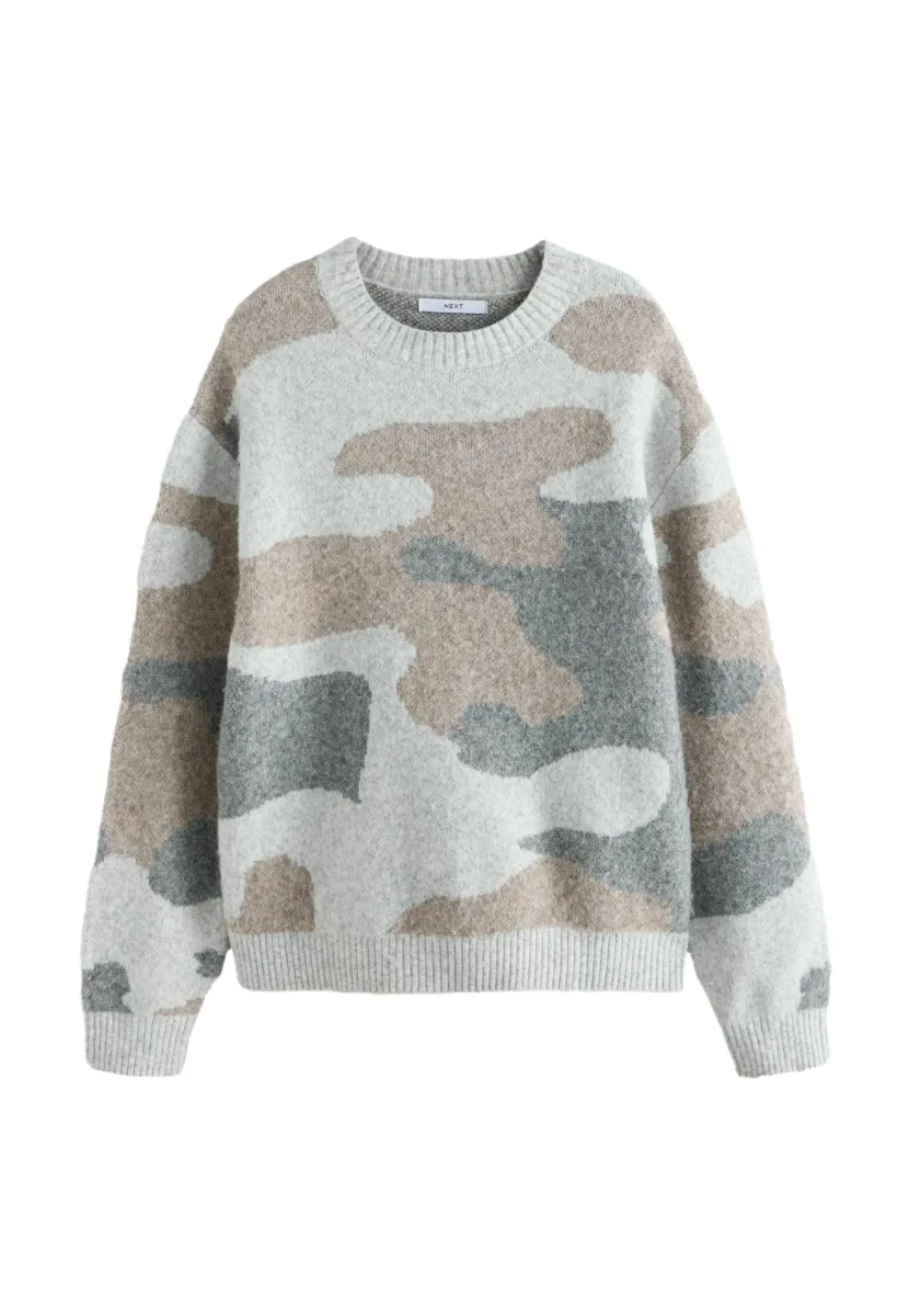 REGULAR FIT CAMO PATTERN CREW NECK  - Strickpullover - neutral