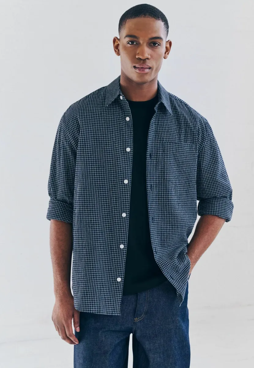 REGULAR FIT - CHECK LONG SLEEVE  - Hemd - navy blue