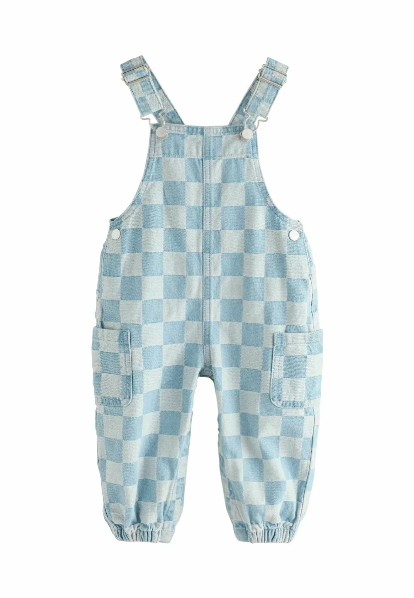 REGULAR FIT - CHECKED   - Latzhose - mid blue