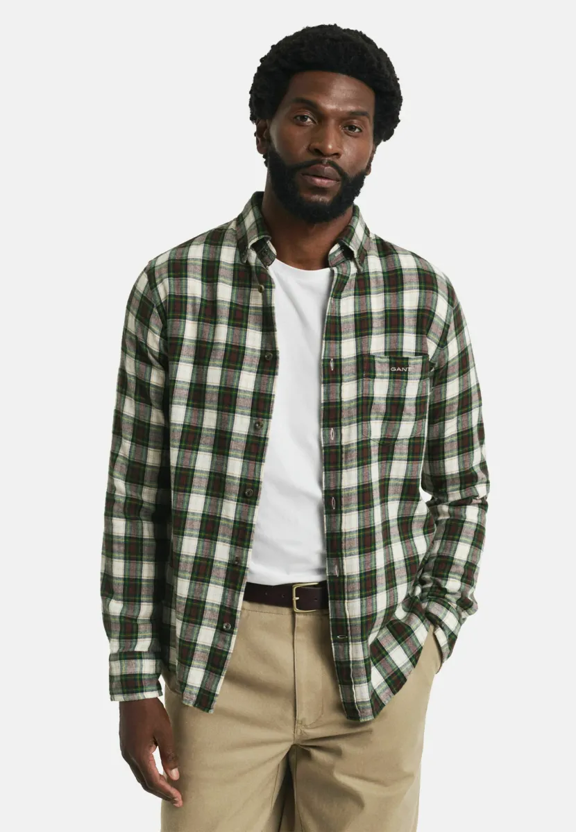 REGULAR FIT CHECKED WINDBLOWN - Hemd - cream
