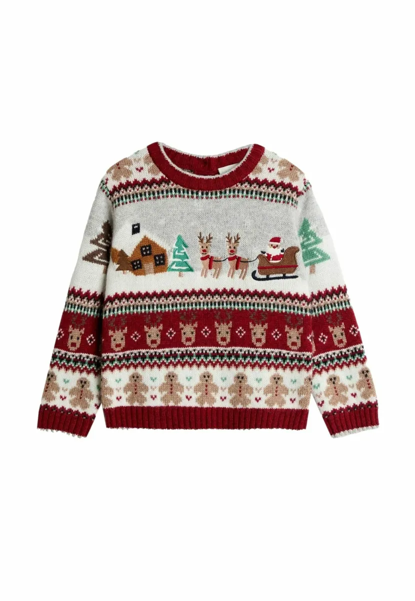 REGULAR FIT - CHRISTMAS FAIR ISLE - Strickpullover - burgundy red santa snow