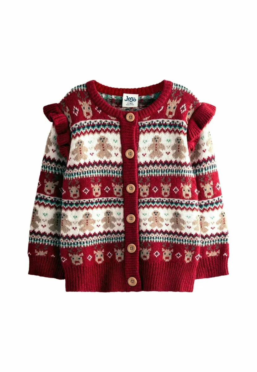 REGULAR FIT - CHRISTMAS FRILL SHOULDER FAIRISLE - Strickjacke - red reindeer