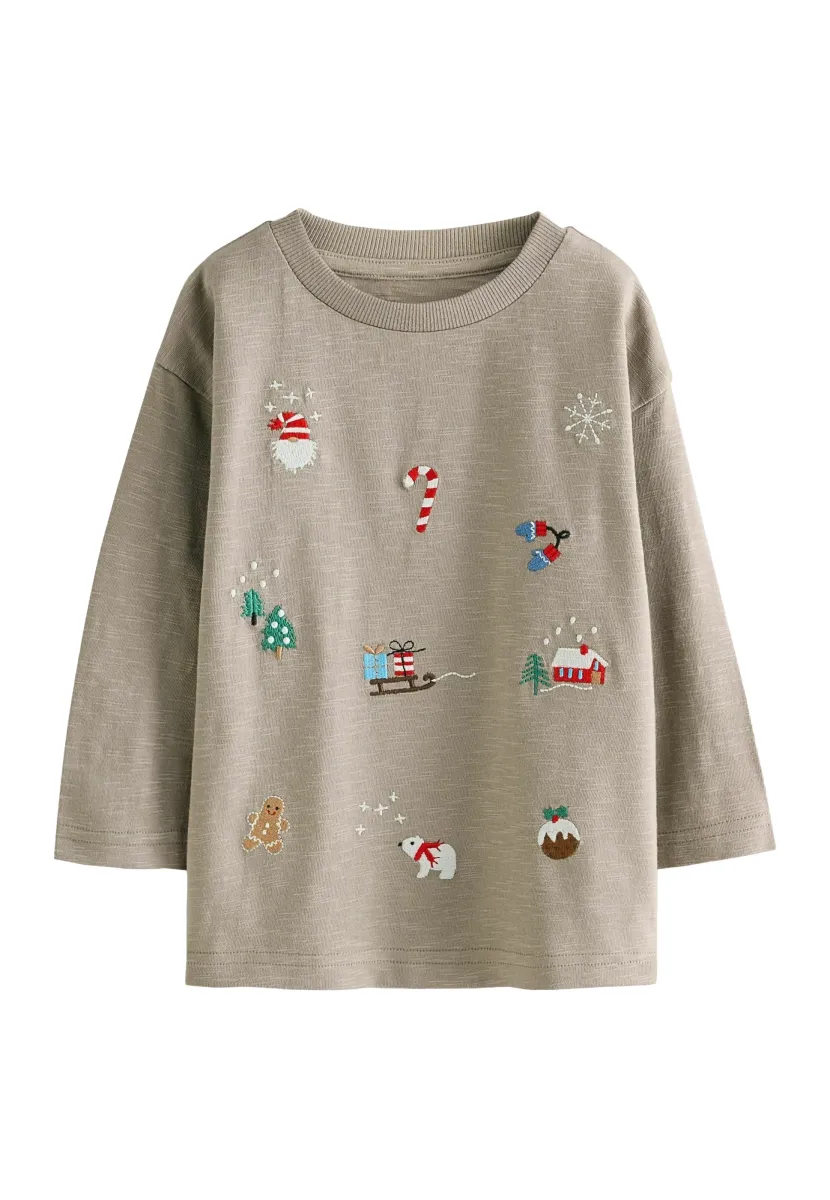 REGULAR FIT - CHRISTMAS - Langarmshirt - stone all over embroidered