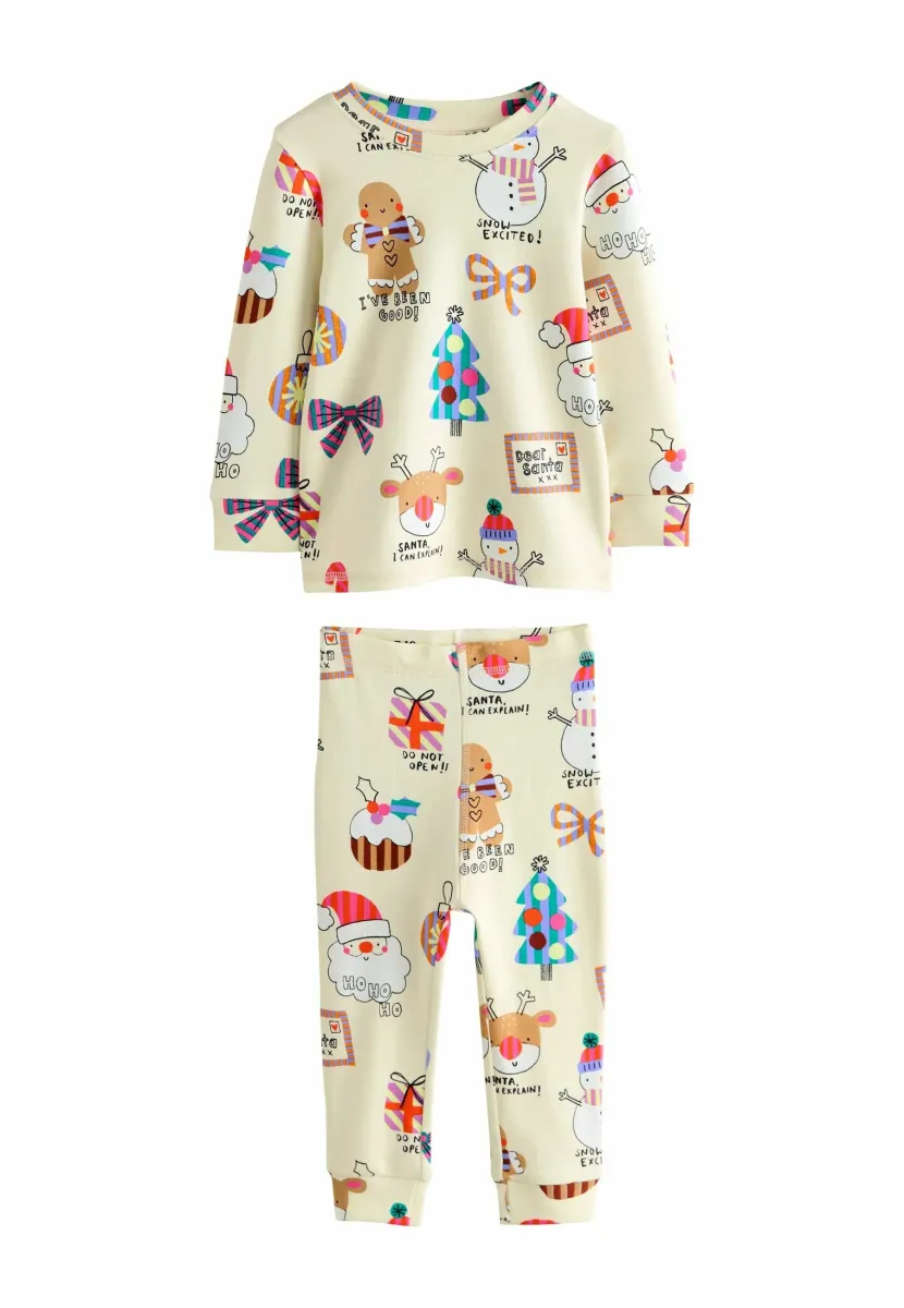 REGULAR FIT - CHRISTMAS SET - Nachtwäsche Set - ecru santa snowman print