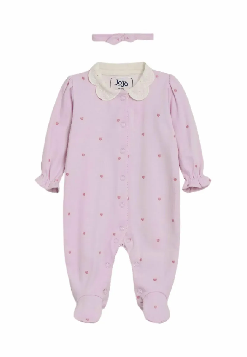 REGULAR FIT COLLARED EMBROIDERED SET - Strampler - pink