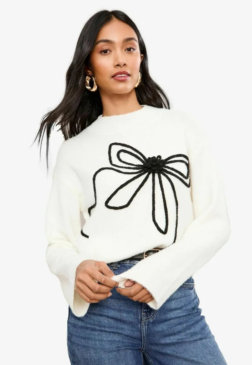 REGULAR FIT  CONTRAST - Strickpullover - ivory