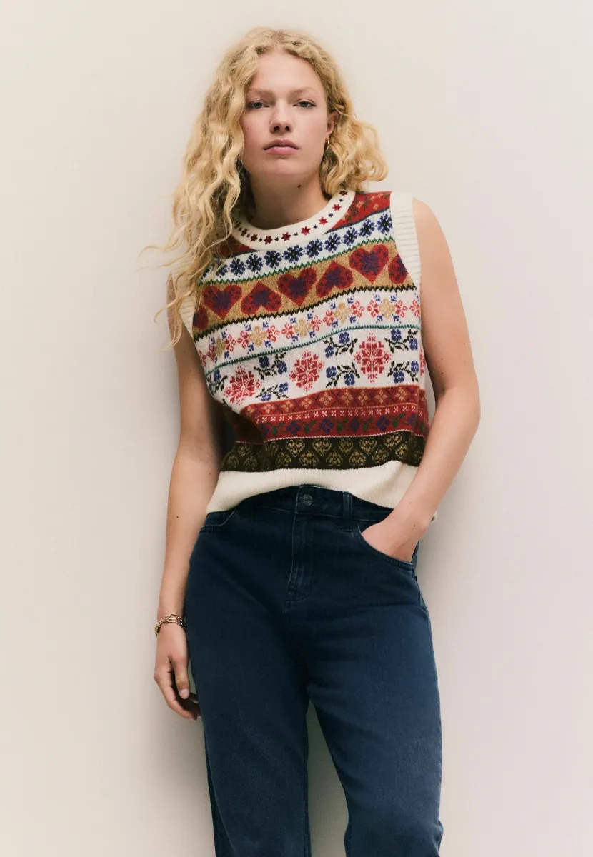 REGULAR FIT - CREW NECK SLEEVELESS - Strickpullover - multi fairisle
