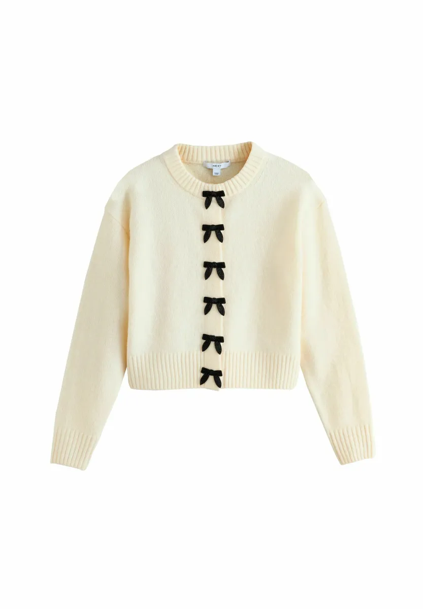 REGULAR FIT - CREW NECK  - Strickjacke - ecru bows