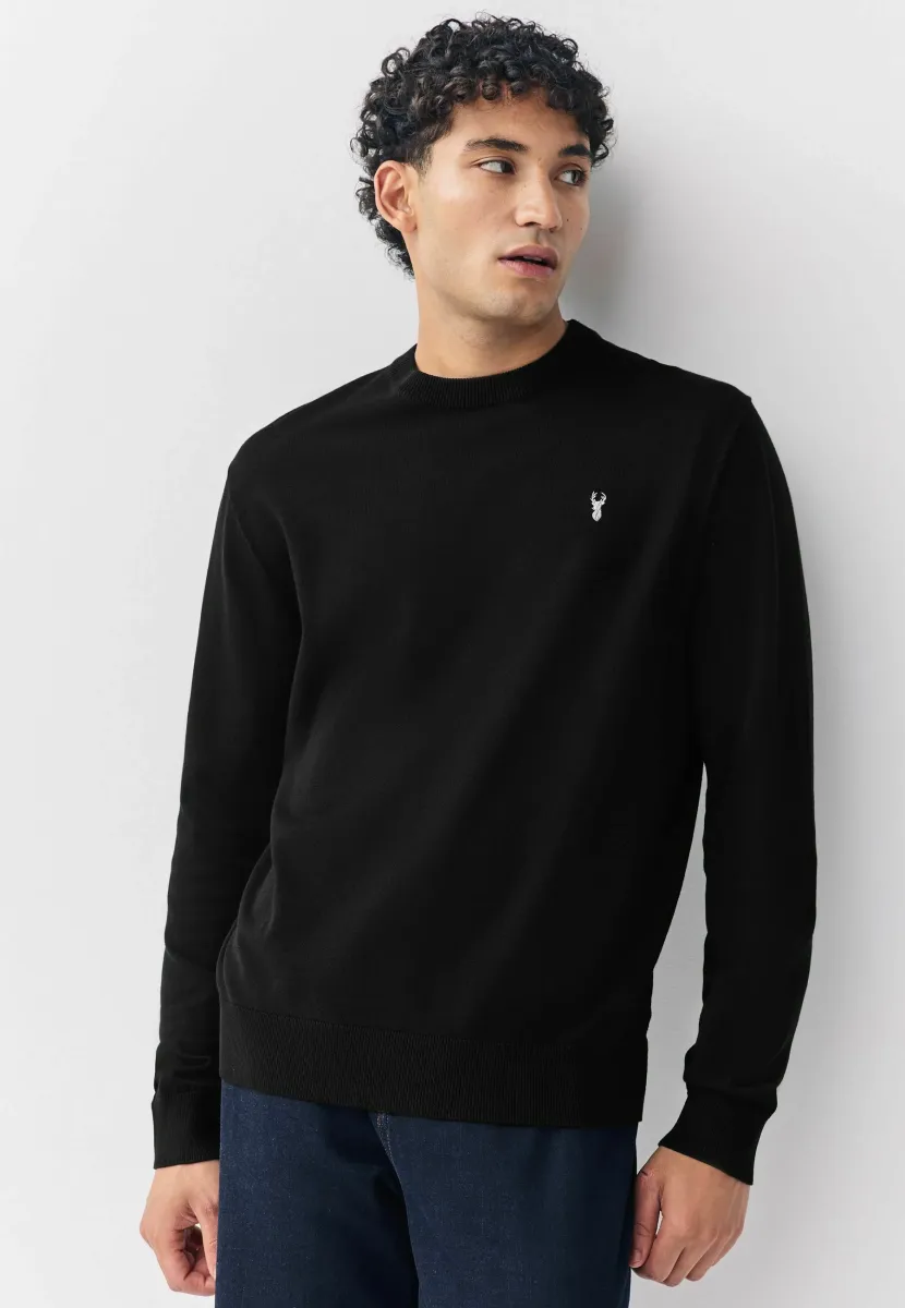 REGULAR FIT CREW NECK - Strickpullover - black