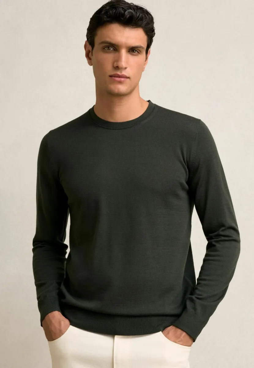 REGULAR FIT - CREW-NECK - Strickpullover - dark military green