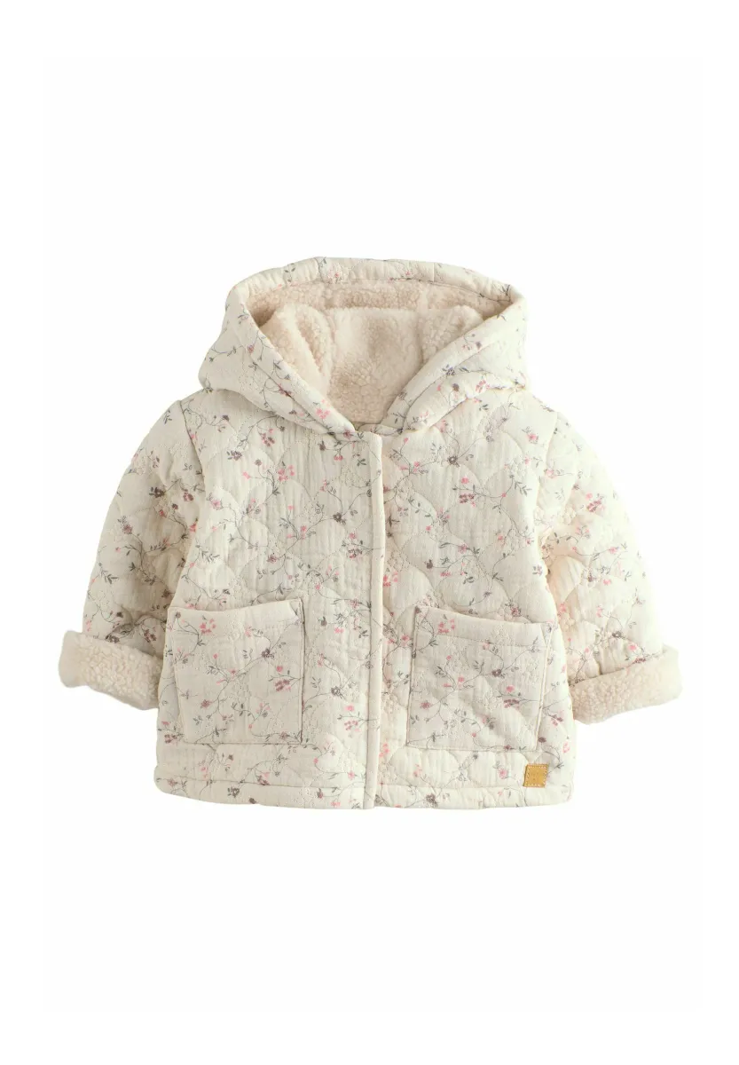 REGULAR FIT - CRINKLE - Wintermantel - ecru floral
