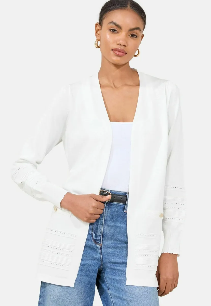 REGULAR FIT - DETAIL LONGLINE - Strickjacke - white