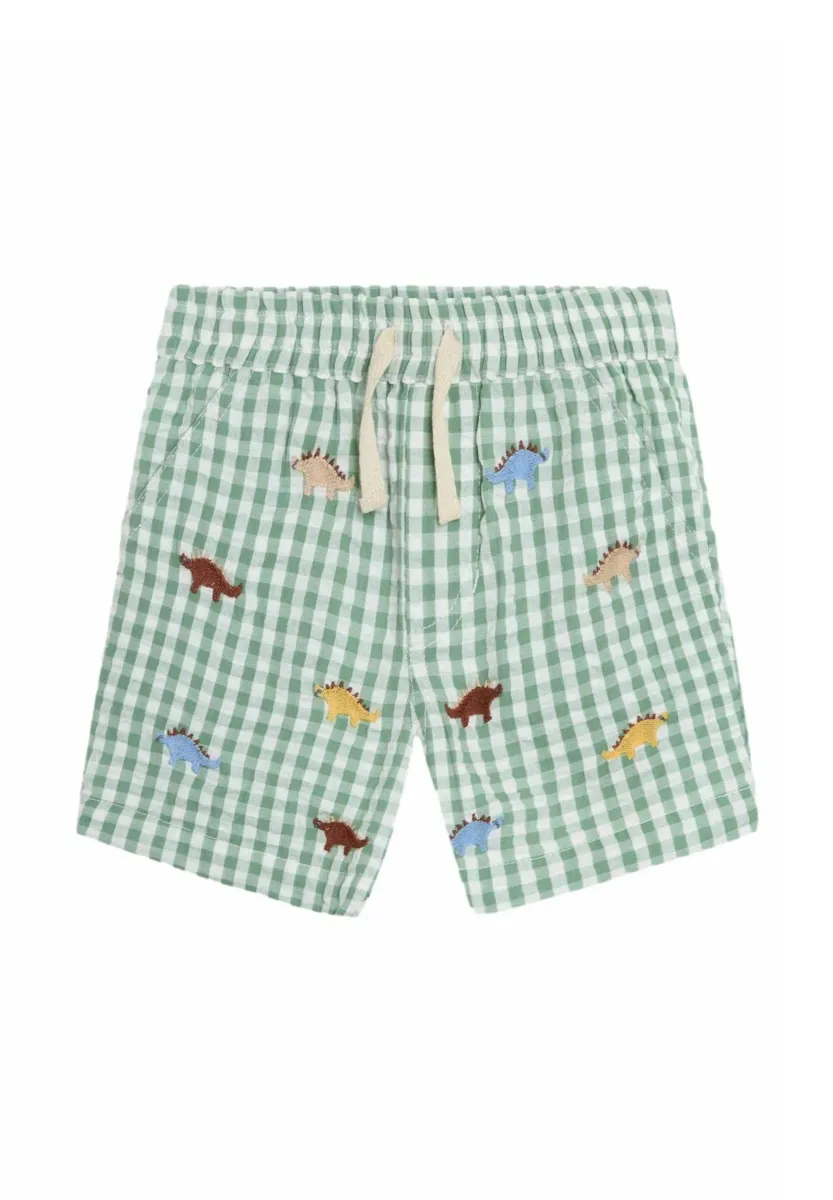 REGULAR FIT - DINO EMBROIDERED GINGHAM - Shorts - green