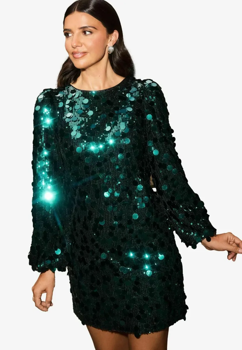 REGULAR FIT - DISCO SEQUIN MINI TIE BACK . - Cocktailkleid/festliches Kleid - green