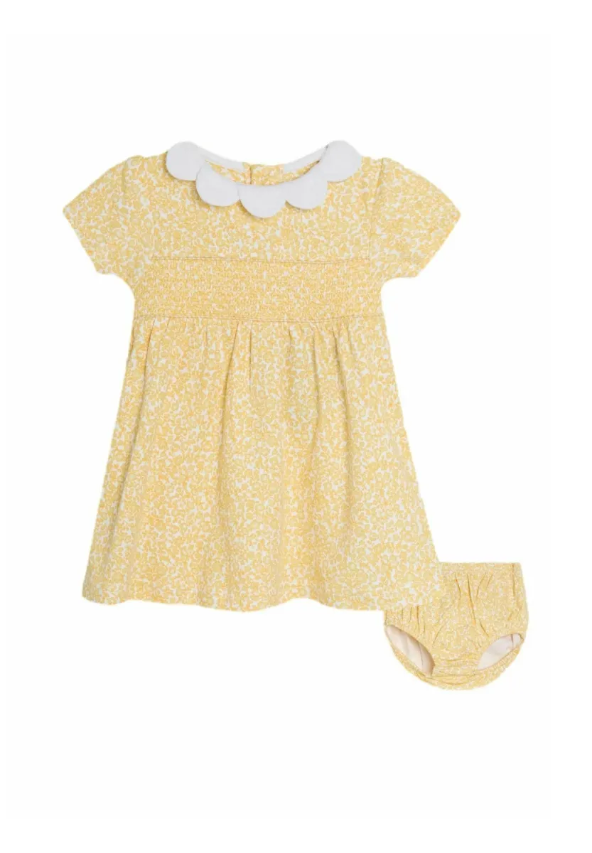 REGULAR FIT - DITSY FLORAL PRINT SMOCKED SET - Jerseykleid - yellow