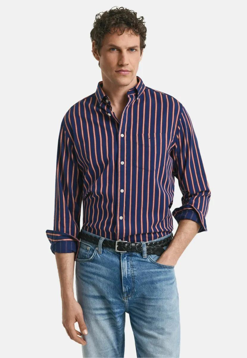 REGULAR FIT DOBBY STRIPED TWILL  - Hemd - persian blue