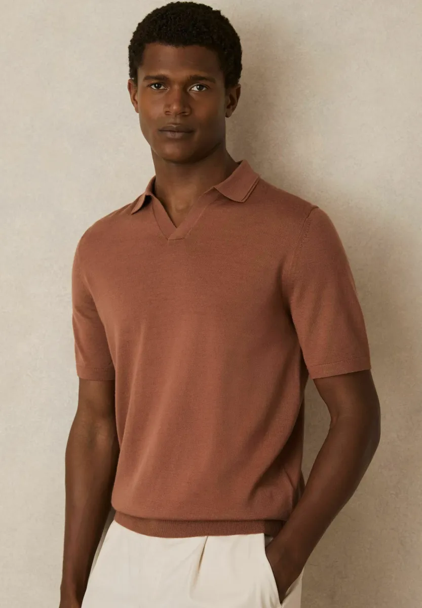 REGULAR FIT DUCHIE OPEN COLLAR - Poloshirt - cinnamon brown