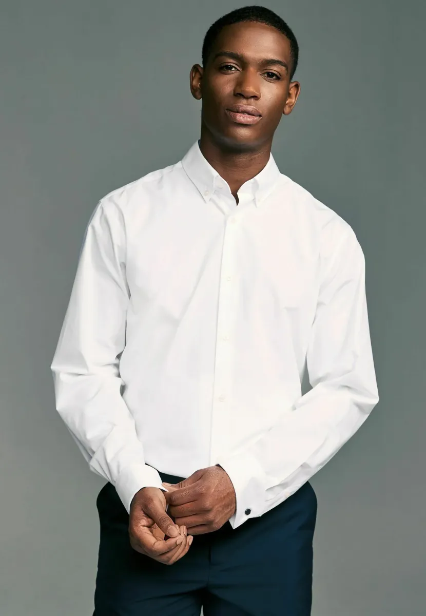 REGULAR FIT - EASY CARE DOUBLE CUFF  - Hemd - white button down collar