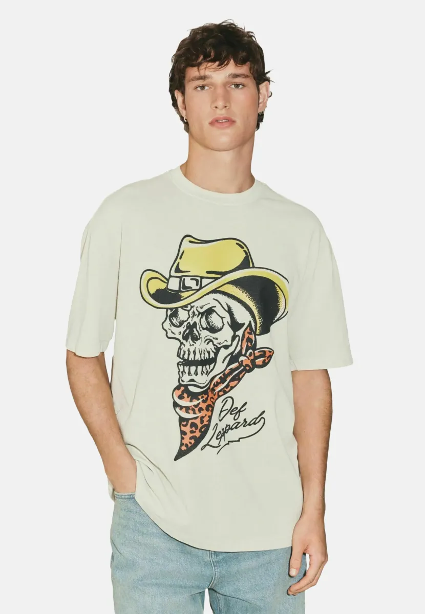 REGULAR FIT - EDIT DEF LEPPARD LICENCE  - T-Shirt print - white ecru