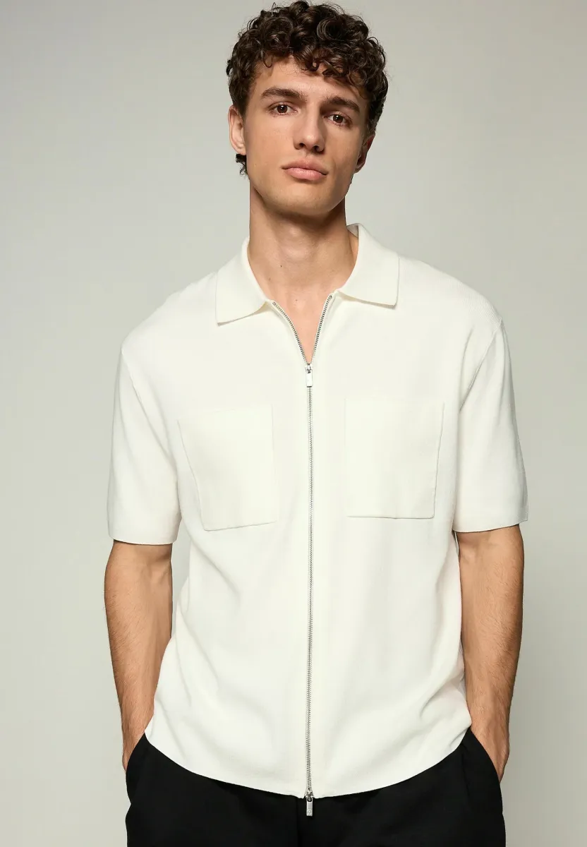 REGULAR FIT - EDIT SHORT SLEEVE PREMIUM ZIP-THROUGH 
 - Hemd - ecru white