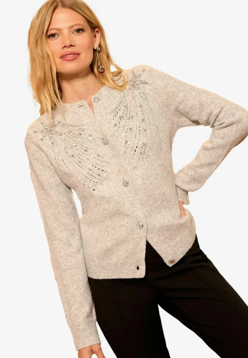 REGULAR FIT - EMBELLISHED BUTTON  - Strickjacke - grey