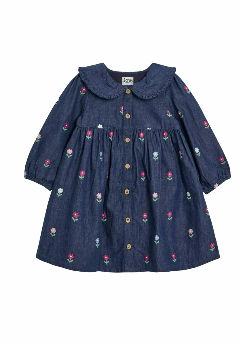 REGULAR FIT - EMBROIDERED BUTTON - Freizeitkleid - chambray blue floral