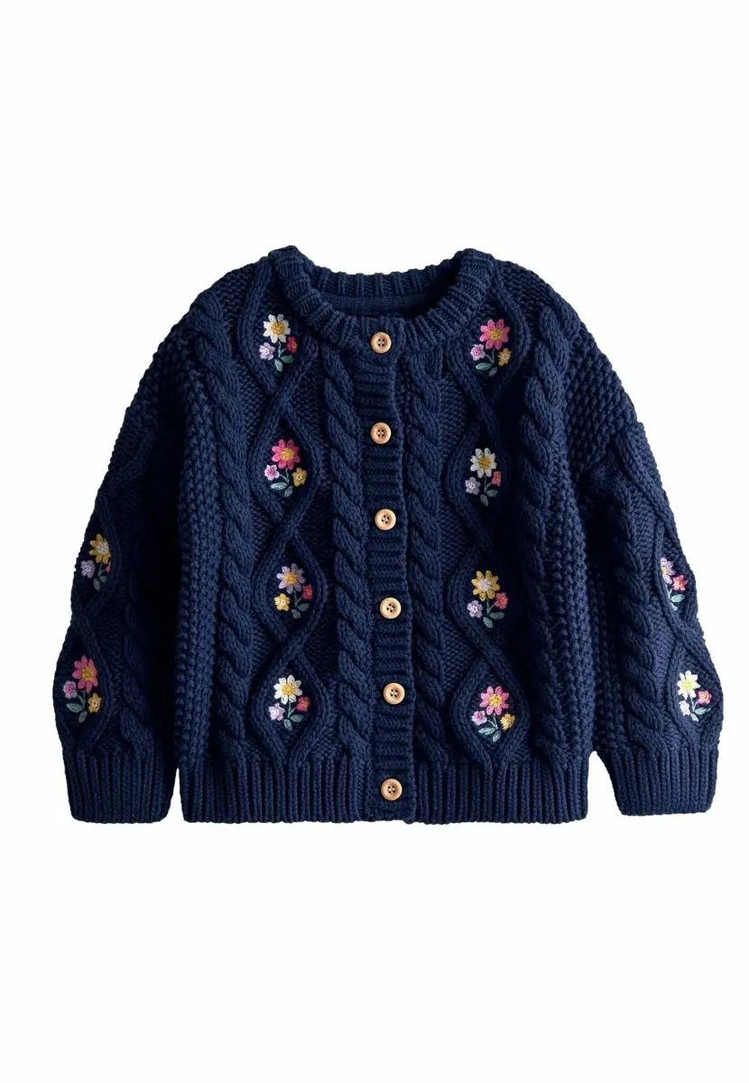 REGULAR FIT - EMBROIDERED CHUNKY  - Strickpullover - navy