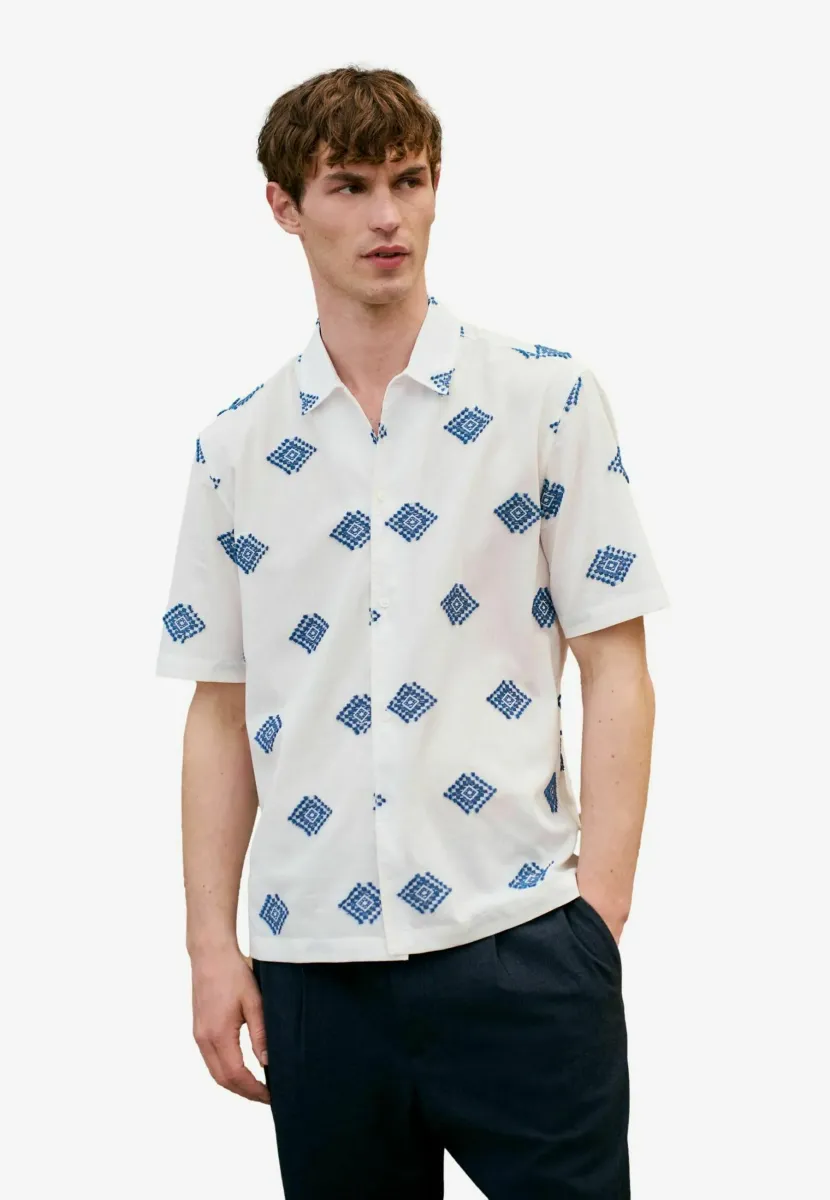 REGULAR FIT - EMBROIDERED PATTERN SHORT SLEEVE - Hemd - ecru