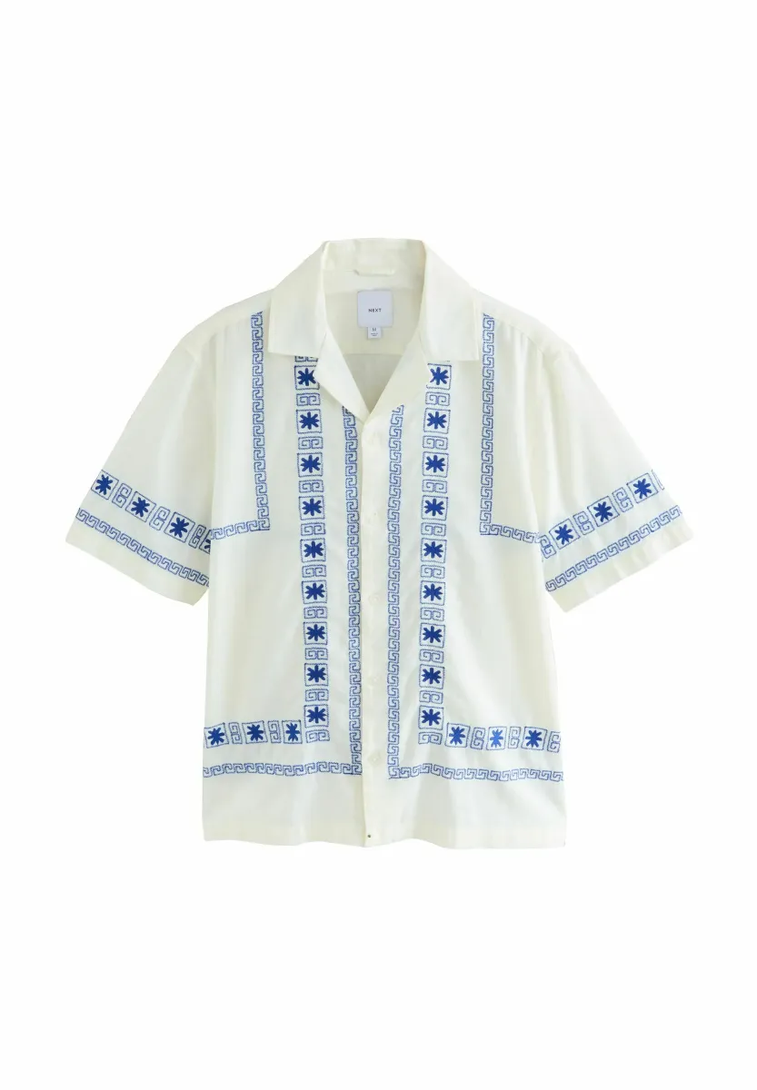 REGULAR FIT - EMBROIDERED SHORT SLEEVE - Hemd - ecru