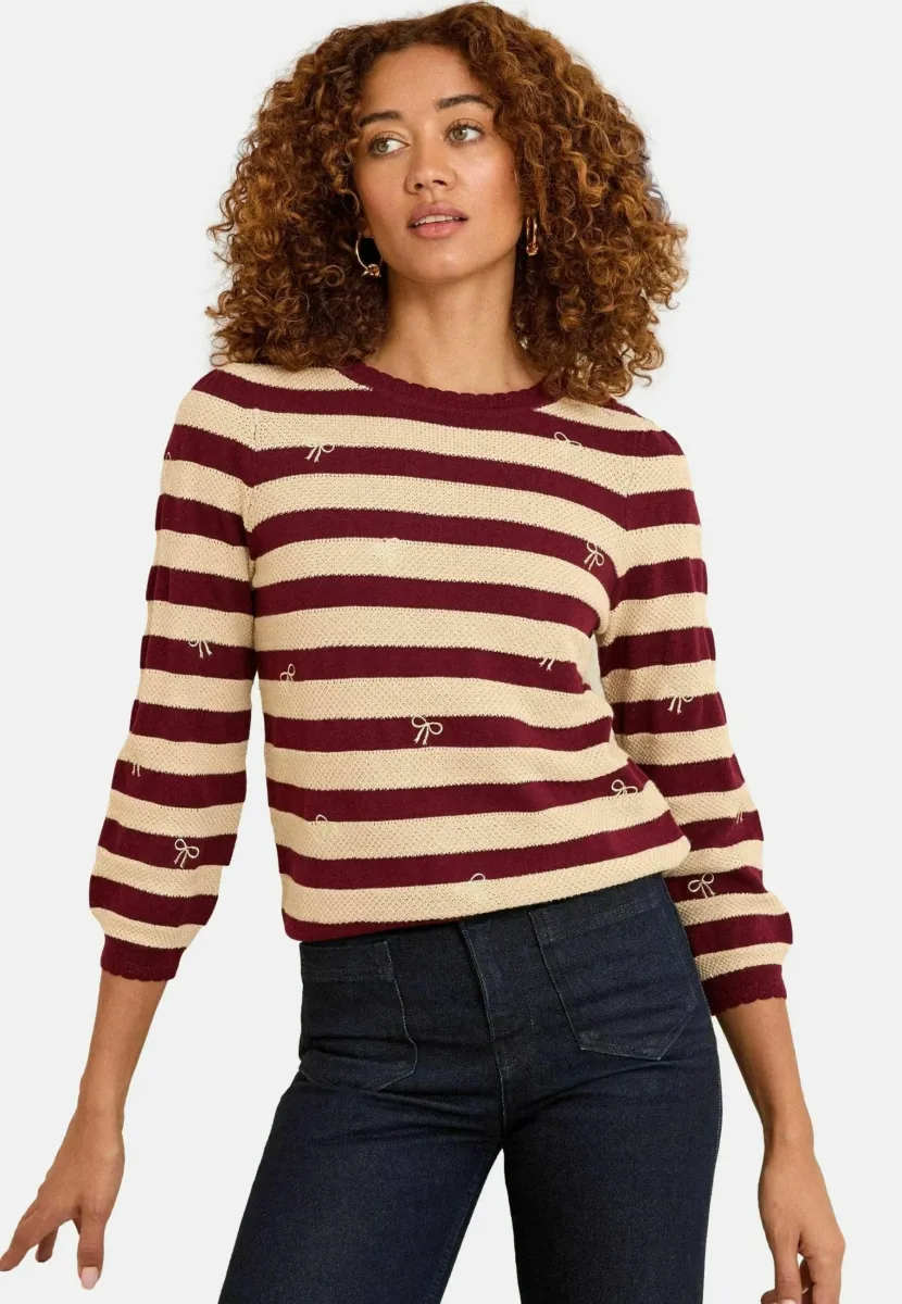 REGULAR FIT - EMBROIDERED - Strickpullover - berry stripe