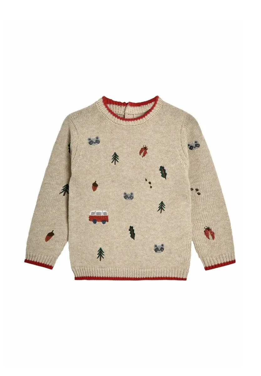 REGULAR FIT - EMBROIDERED - Strickpullover - natural