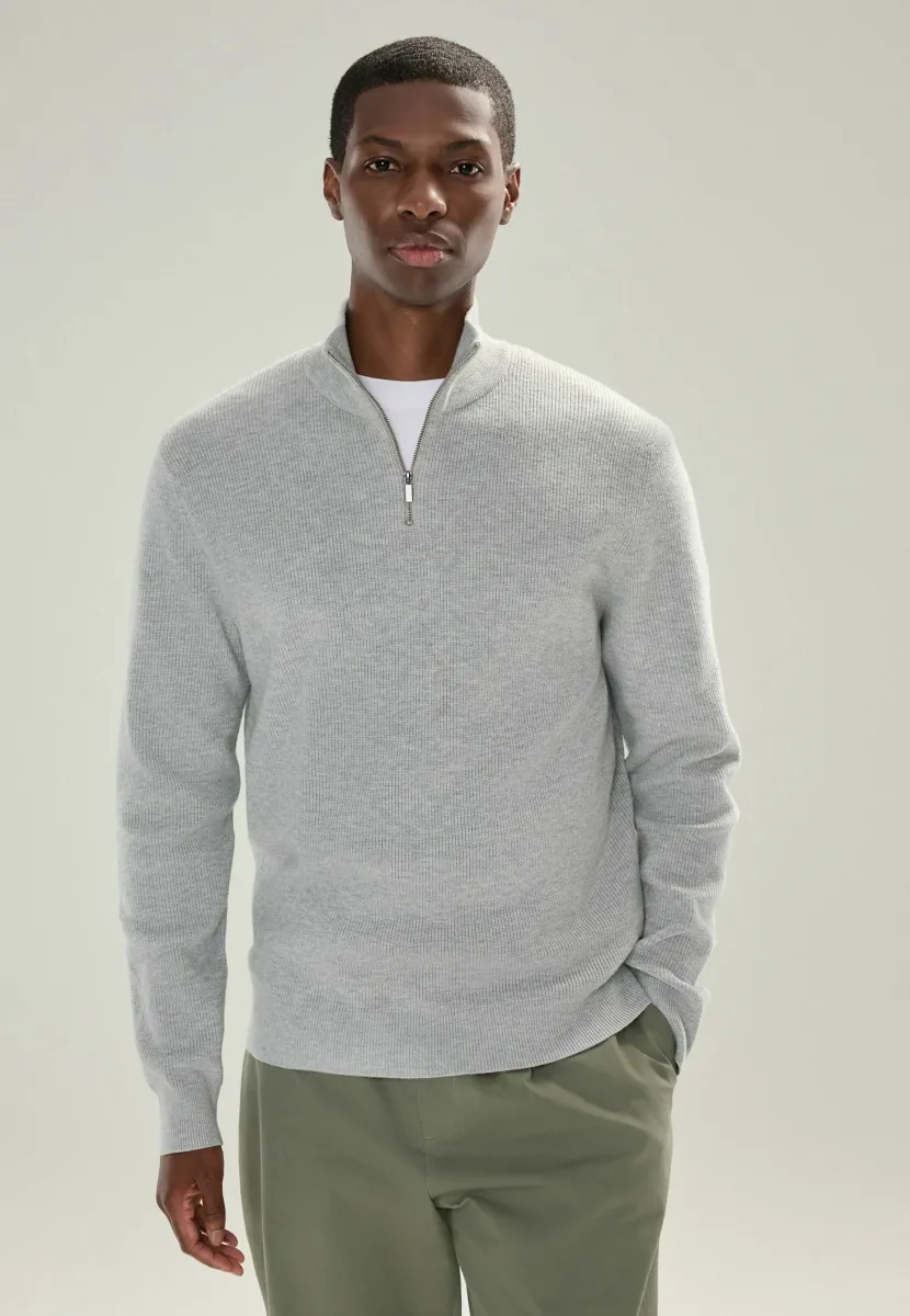 REGULAR FIT ESSENTIAL QUARTER ZIP NECK  - Strickpullover - grey