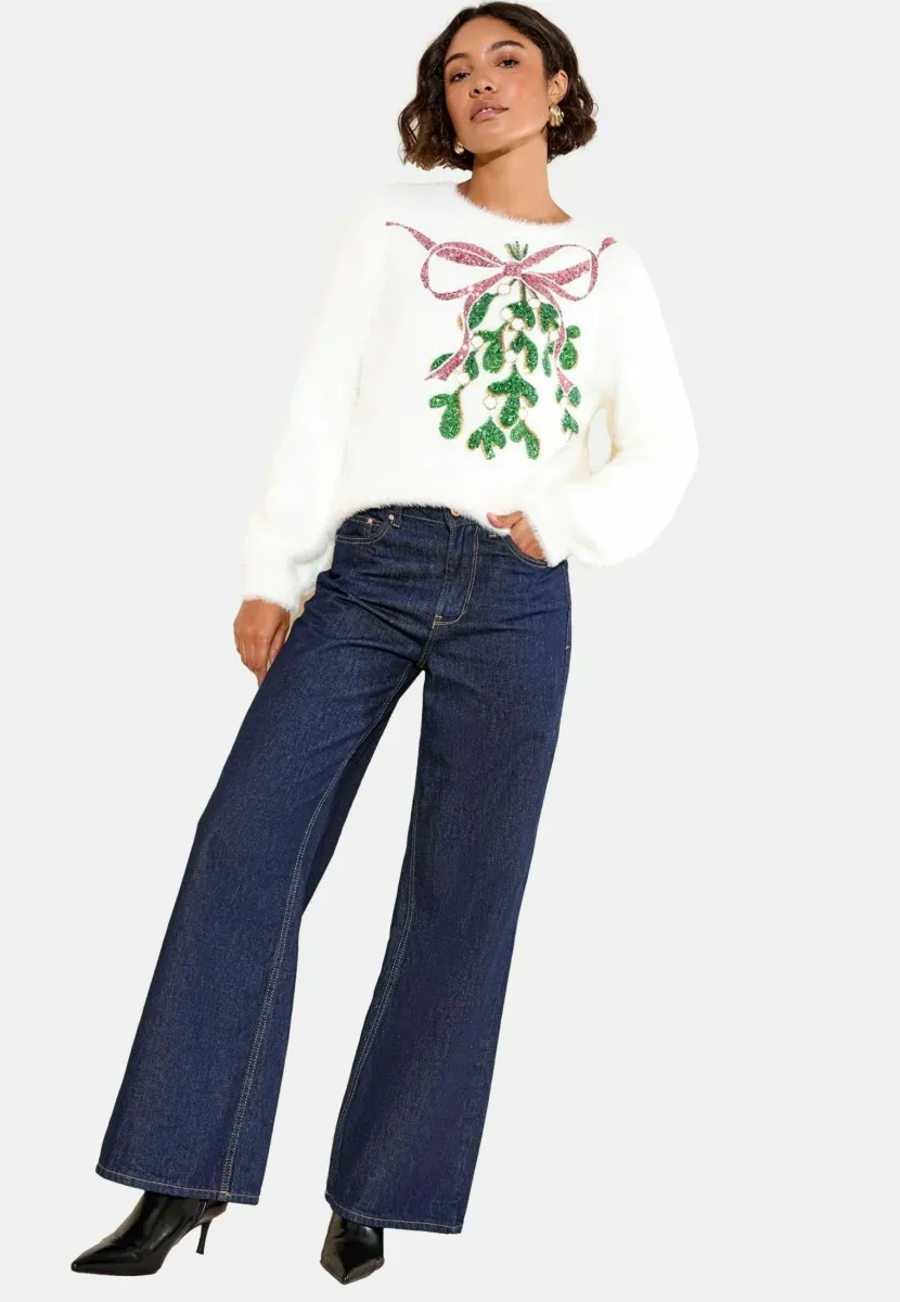 REGULAR FIT - EYELASH CHRISTMAS - Strickpullover - ivory mistletoe