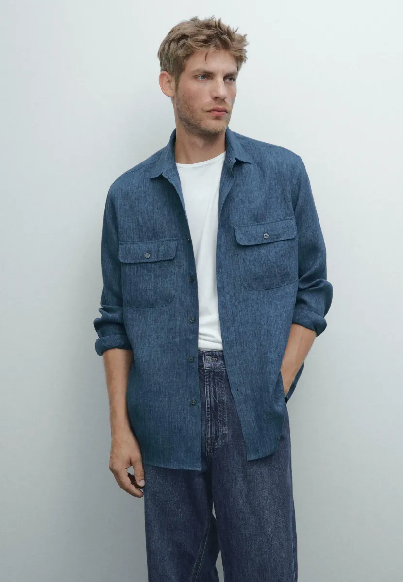 REGULAR FIT FADED GARMENT - Hemd - dark blue