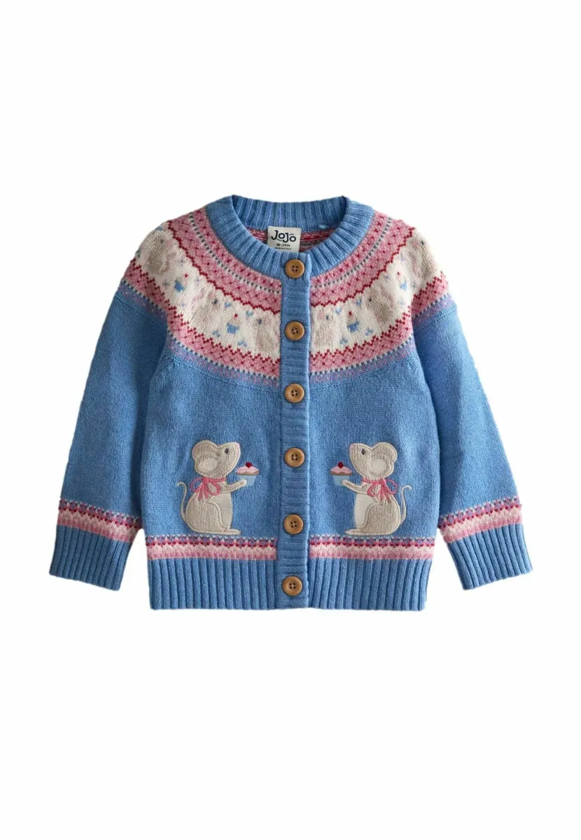 REGULAR FIT - FAIR ISLE APPLIQUÉ  - Strickjacke - blue