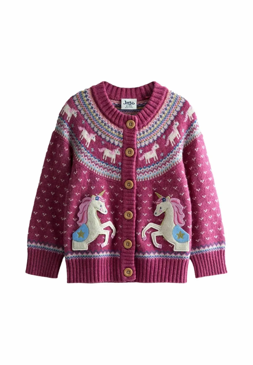 REGULAR FIT - FAIR ISLE APPLIQUÉ  - Strickjacke - pink light