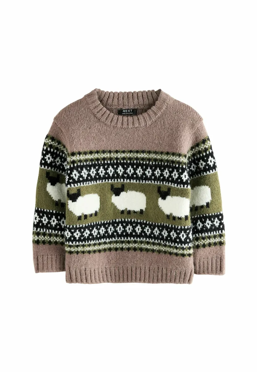REGULAR FIT - FAIRISLE CREW NECK - Strickpullover - brown sheep
