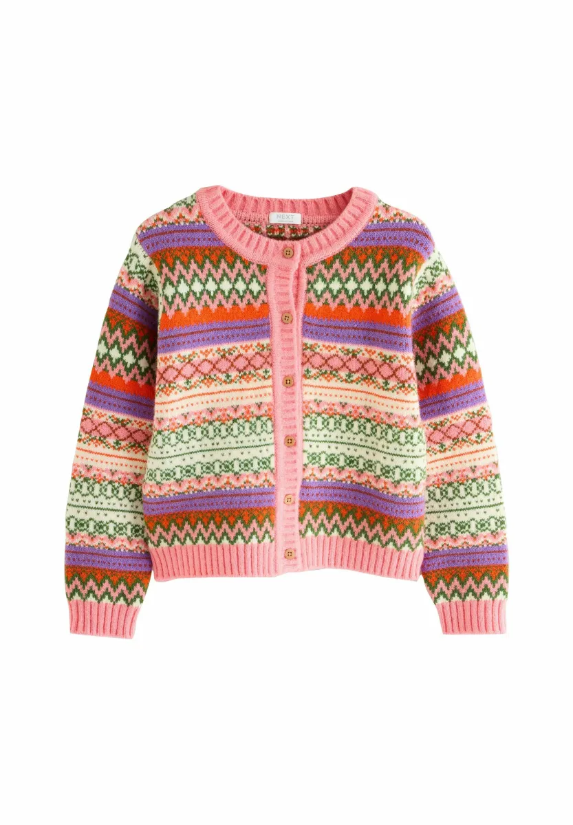 REGULAR FIT - FAIRISLE PATTERN - Strickjacke - pink