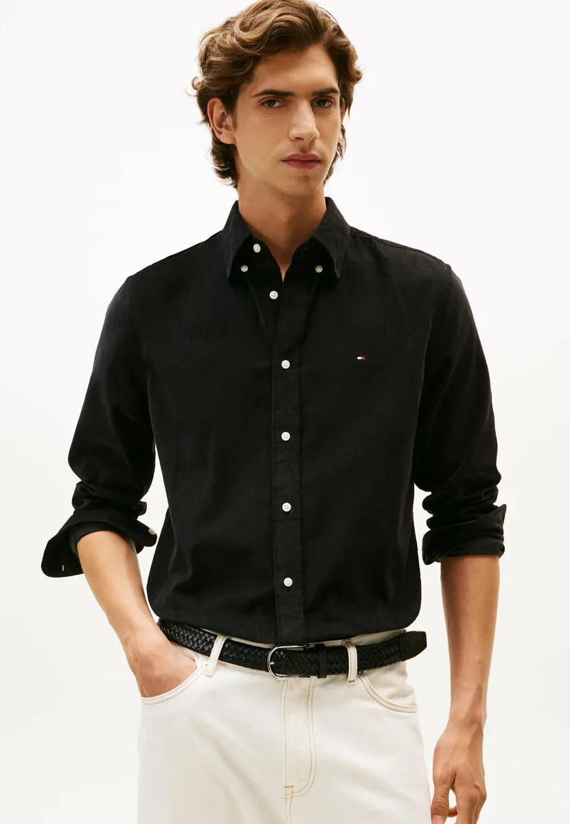 REGULAR FIT FLAG EMBROIDERY  - Hemd - black