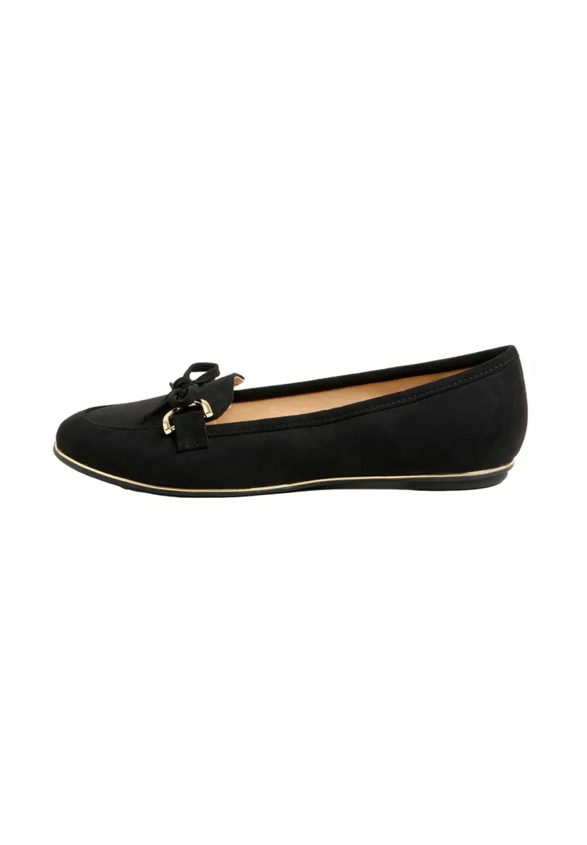 REGULAR FIT - FLAT METAL RAND - Klassischer Ballerina - black