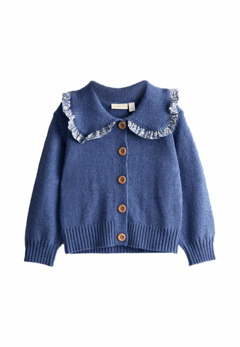 REGULAR FIT FLORAL FRILL COLLAR - Strickjacke - blue