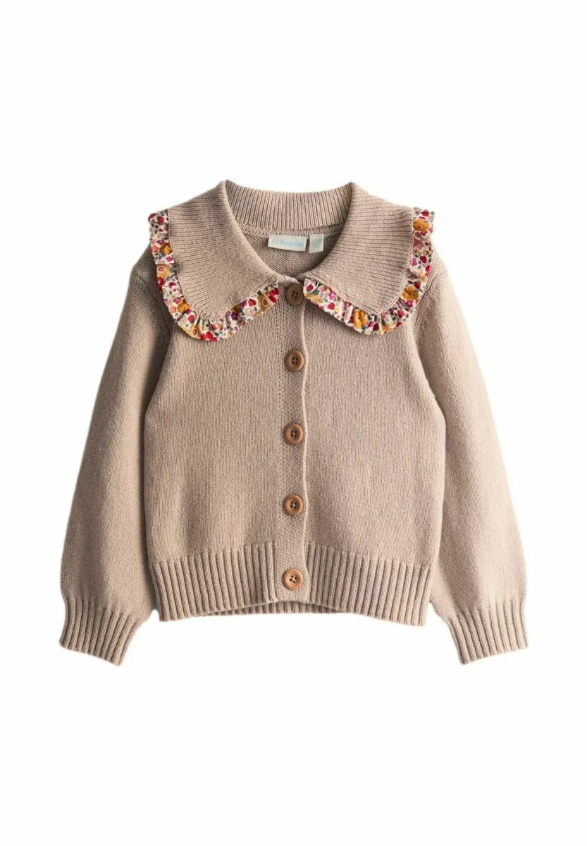 REGULAR FIT FLORAL FRILL COLLAR - Strickjacke - natural