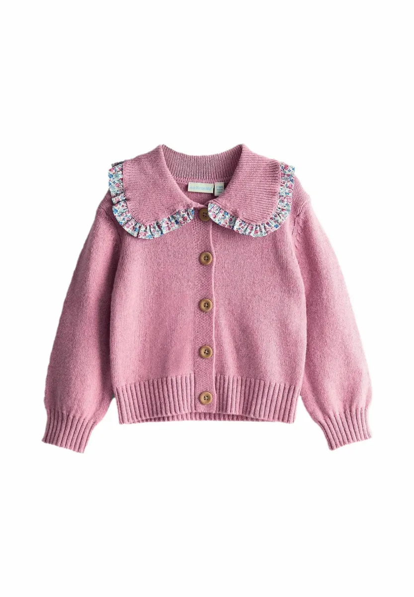 REGULAR FIT FLORAL FRILL COLLAR - Strickjacke - pink