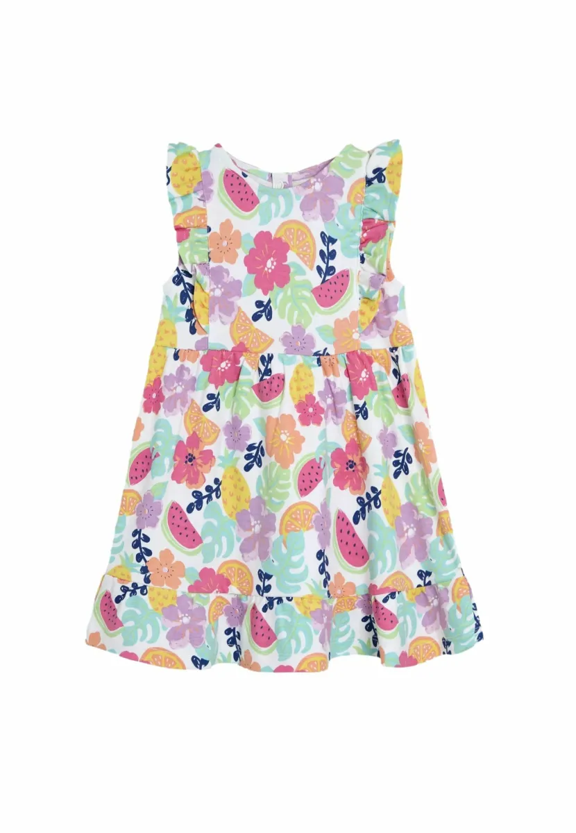 REGULAR FIT - FLORAL FRILL SHOULDER - Freizeitkleid - coral pink jungle
