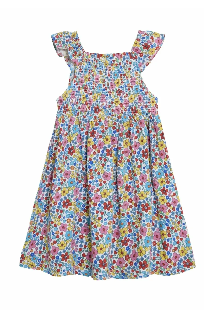 REGULAR FIT - FLORAL RUFFLE SLEEVE SMOCKED  - Freizeitkleid - fuchsia pink