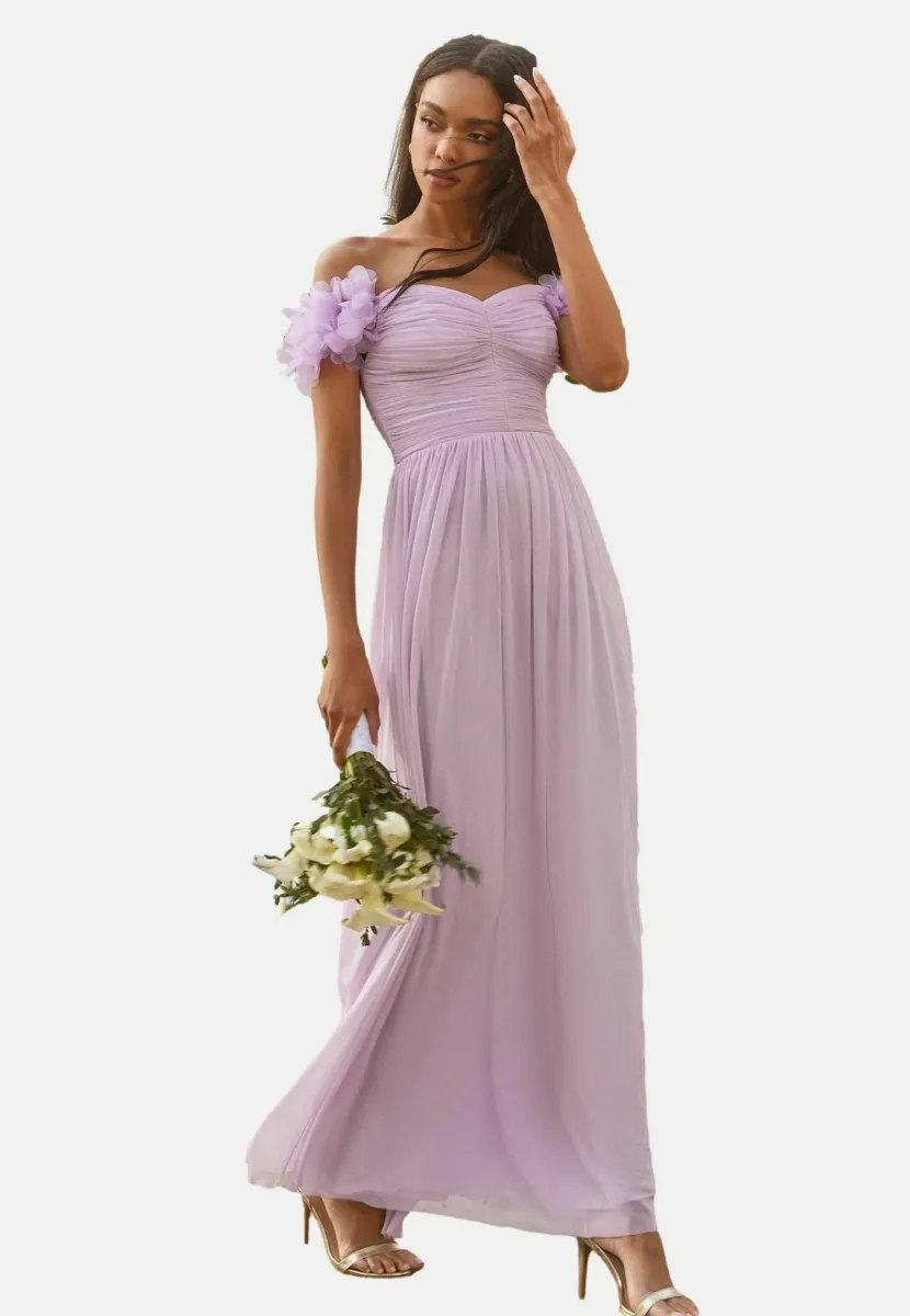 REGULAR FIT -FLORAL TRIM BARDOT BRIDESMAID  - Ballkleid - lilac purple