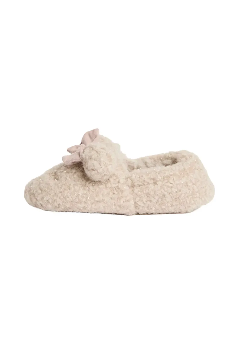 REGULAR FIT - FLUFFY BOW CLOSED TOE - Hausschuh - cream