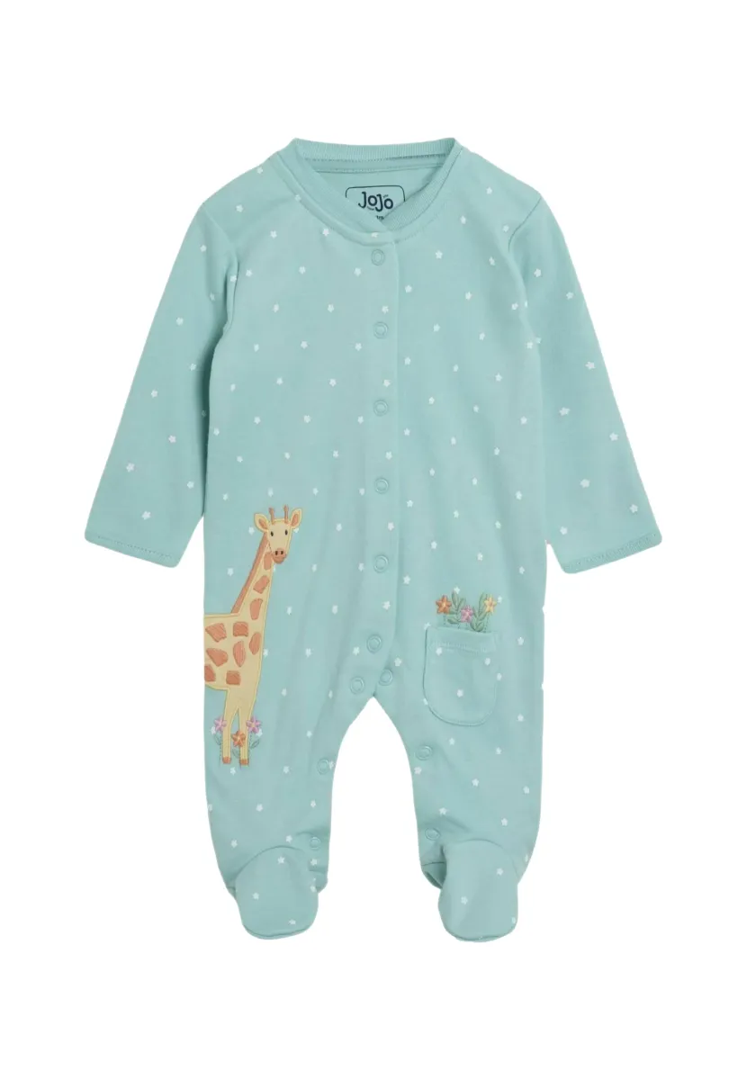 REGULAR FIT - FOOTED APPLIQUÉ POPPER - Strampler - duck egg