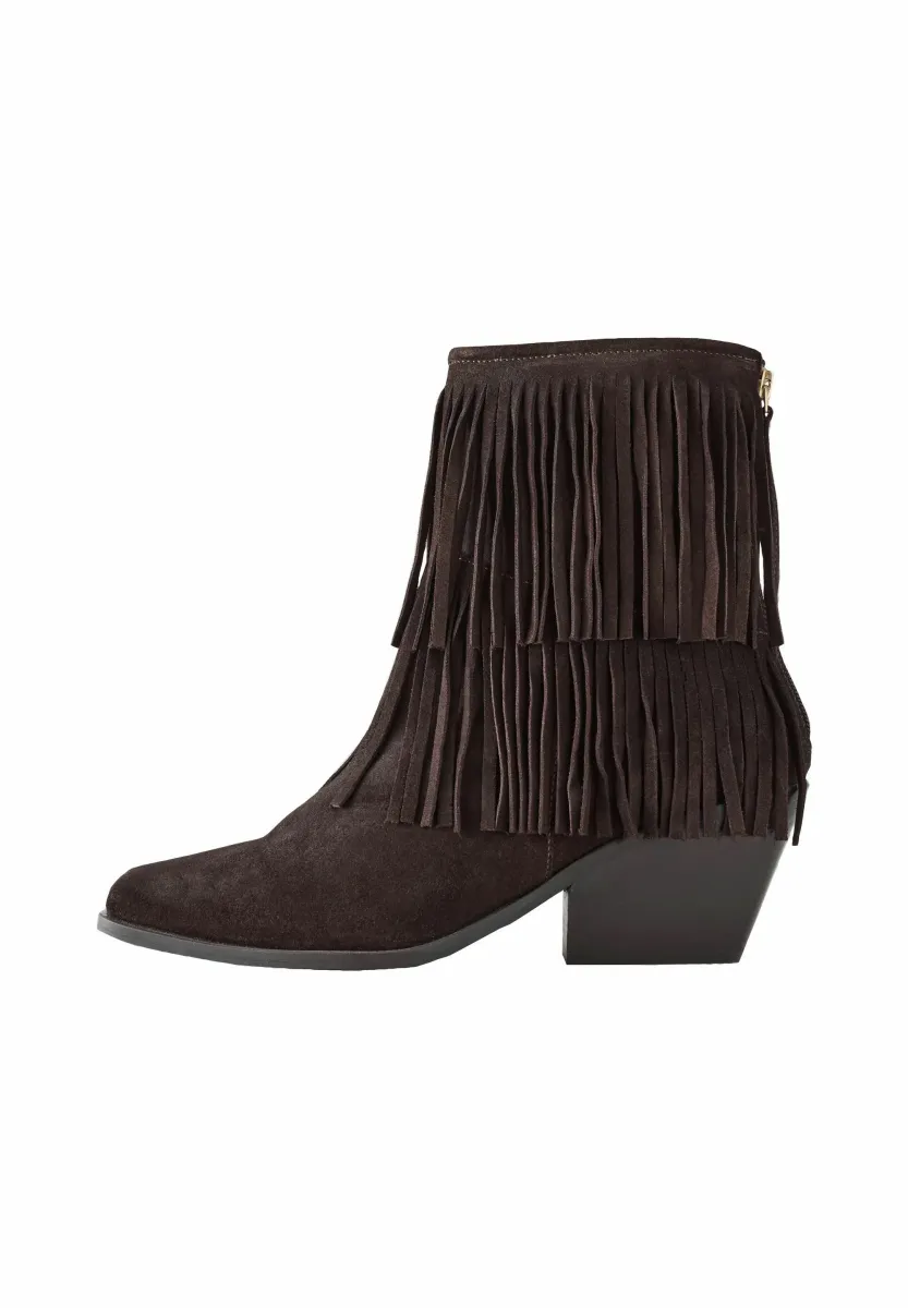 REGULAR FIT - FOREVER COMFORT FRINGED - Cowboy-/Bikerstiefelette - chocolate brown suede